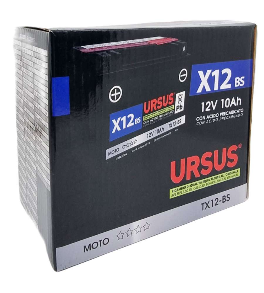 Ursus Batteria Moto 12V AGM Pre-Caricata 4Ah - Modello YB4L-B