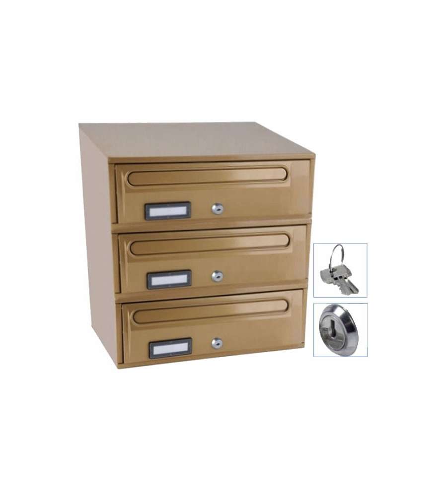 Casellario Orizzonatale 3P Acc Bronzato