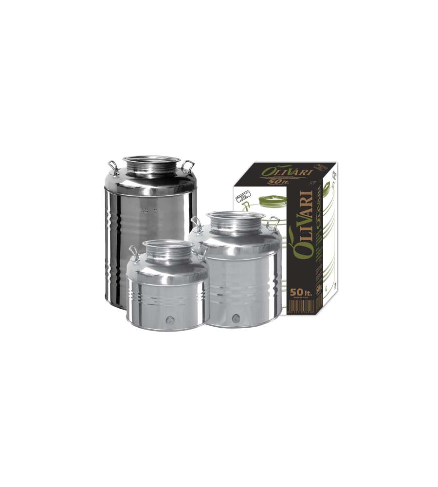 OLIVARI Contenitore per Olio in Acciaio Inox - 50 Litri
