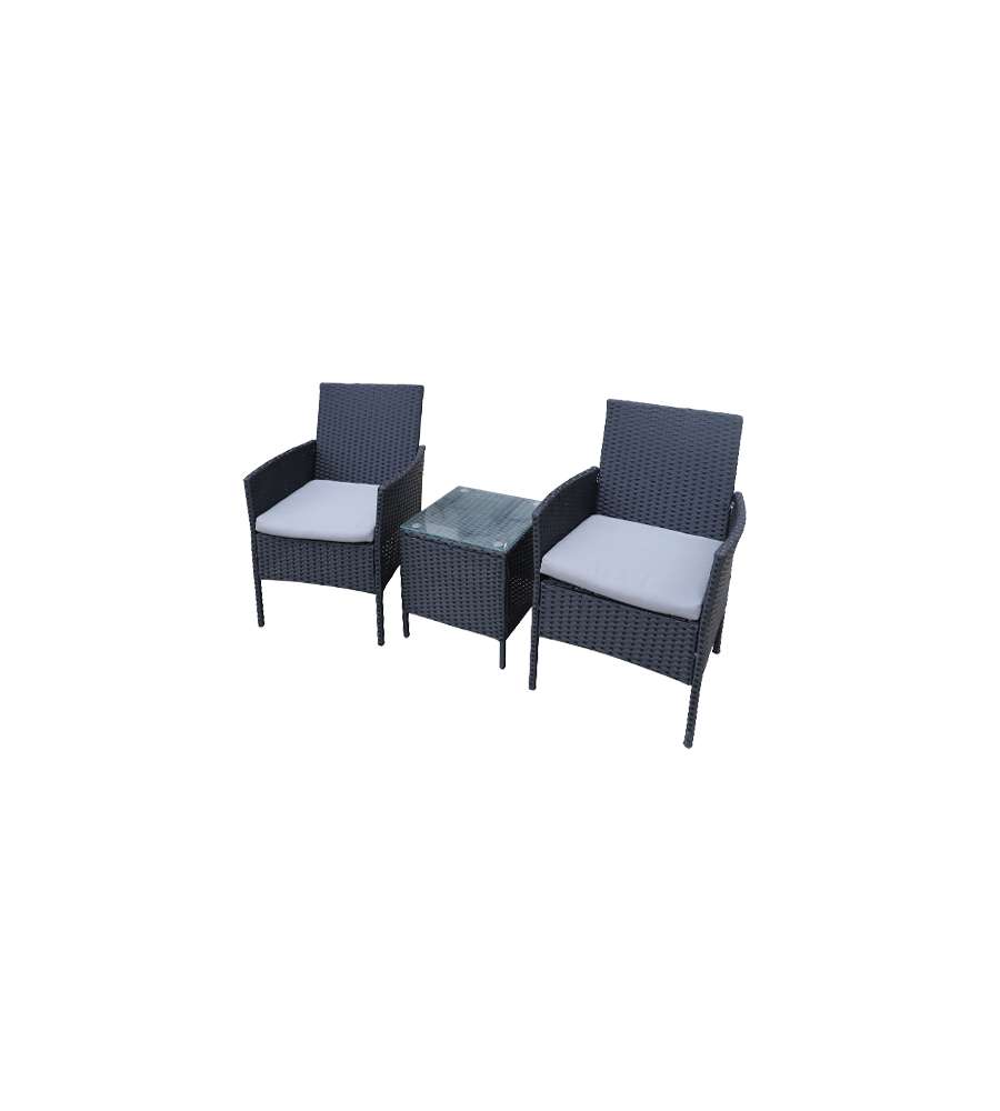 Salotto da Giardino Rattan Radical - Antracite - 2 Poltrone e Tavolo