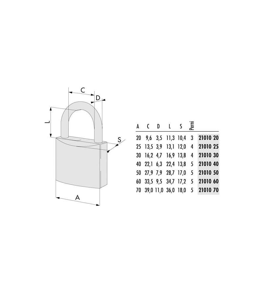 Lucchetto Ottone Mm 70 21010 Cisa Ll