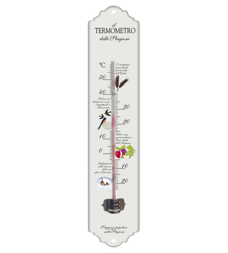Termometro Decorativo in Metallo - Bianco Laccato - 300x65 mm