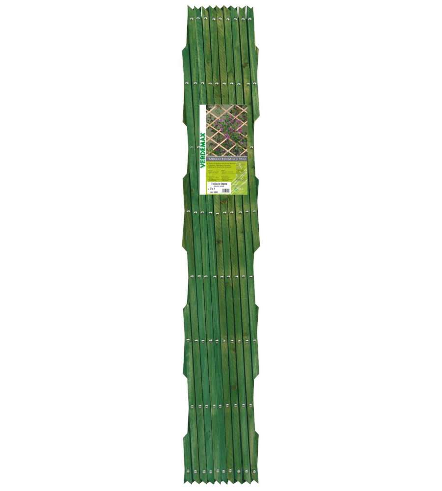 Verdemax Traliccio Estensibile in Legno di Pino - Verde - 2x1m