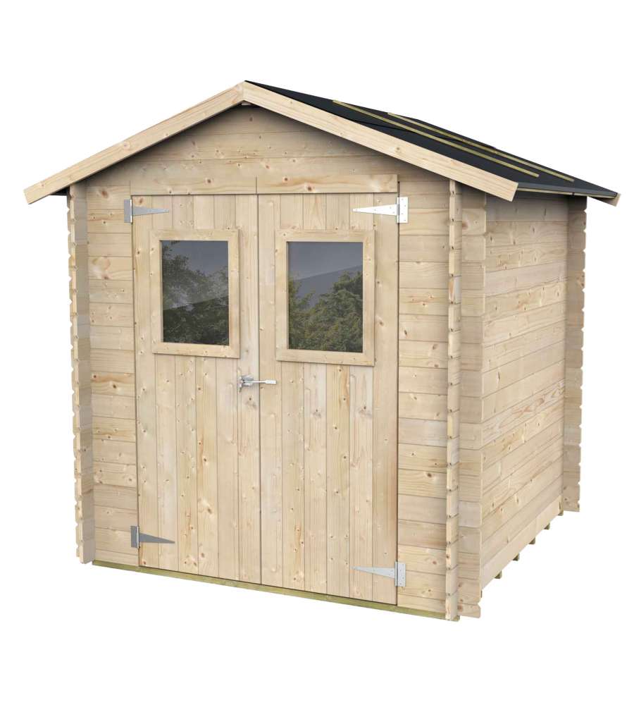 Alce Casetta in Legno Hobby - Doppia Finestra - Naturale - 198x198 cm