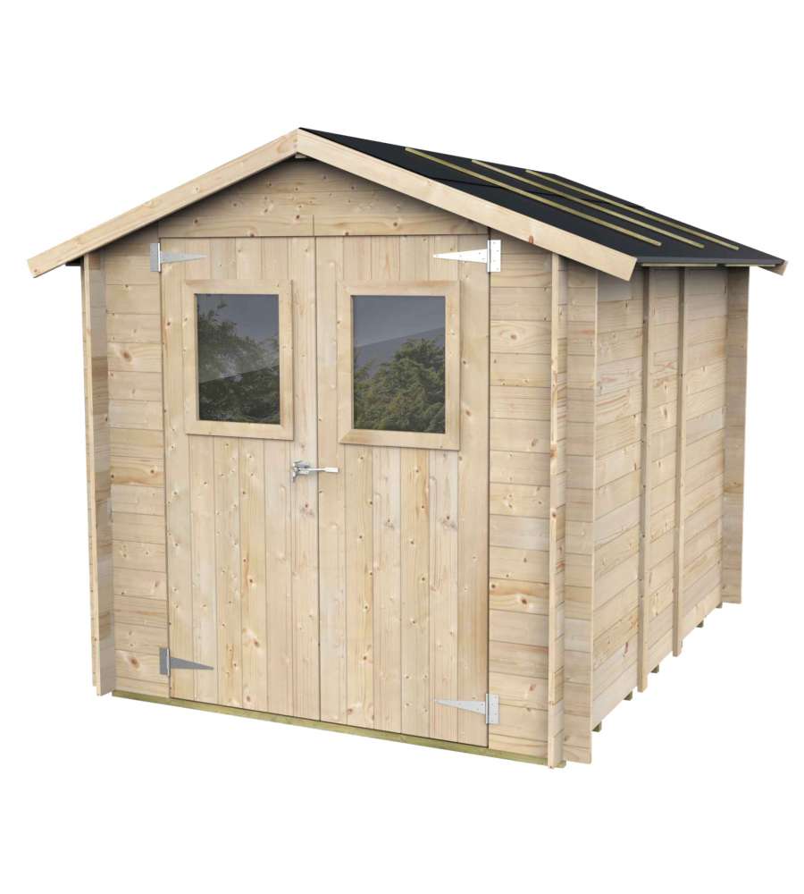 Alce Casetta in Legno Hobby - Doppia Finestra - Naturale - 198x248 cm