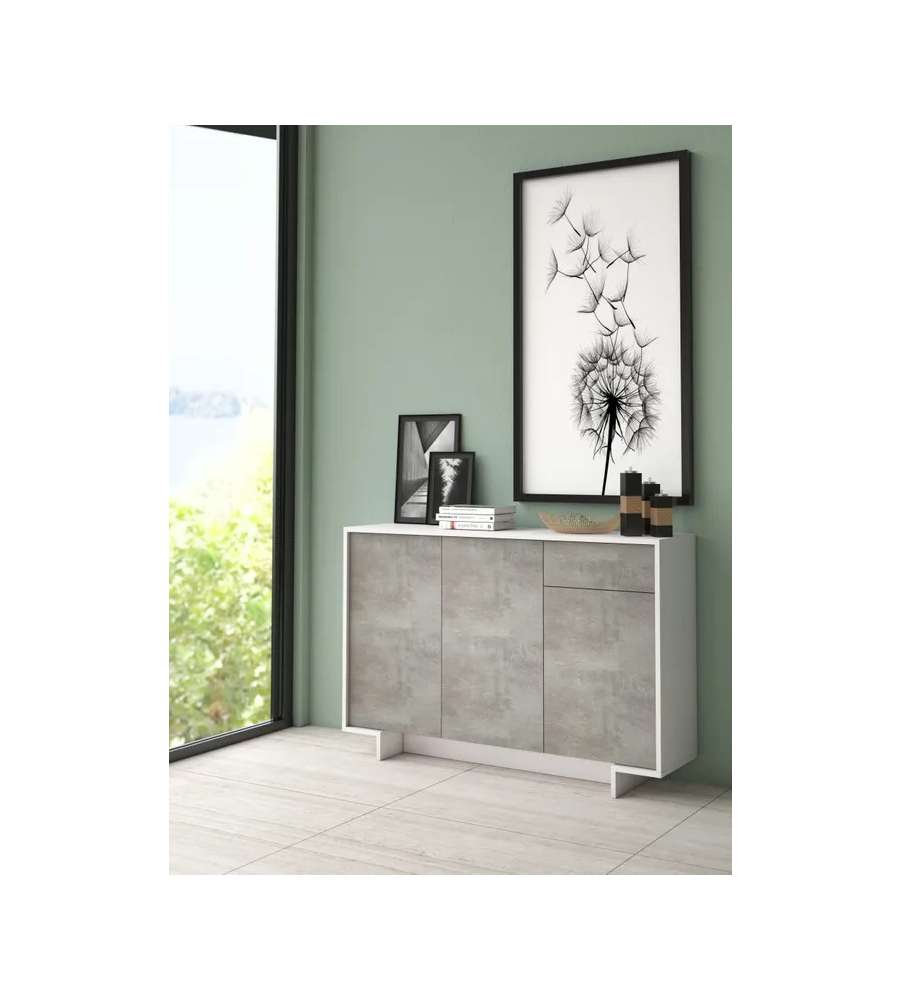 Terraneo Madia Slim Elegante Bianco Cemento - 134x35x87 cm