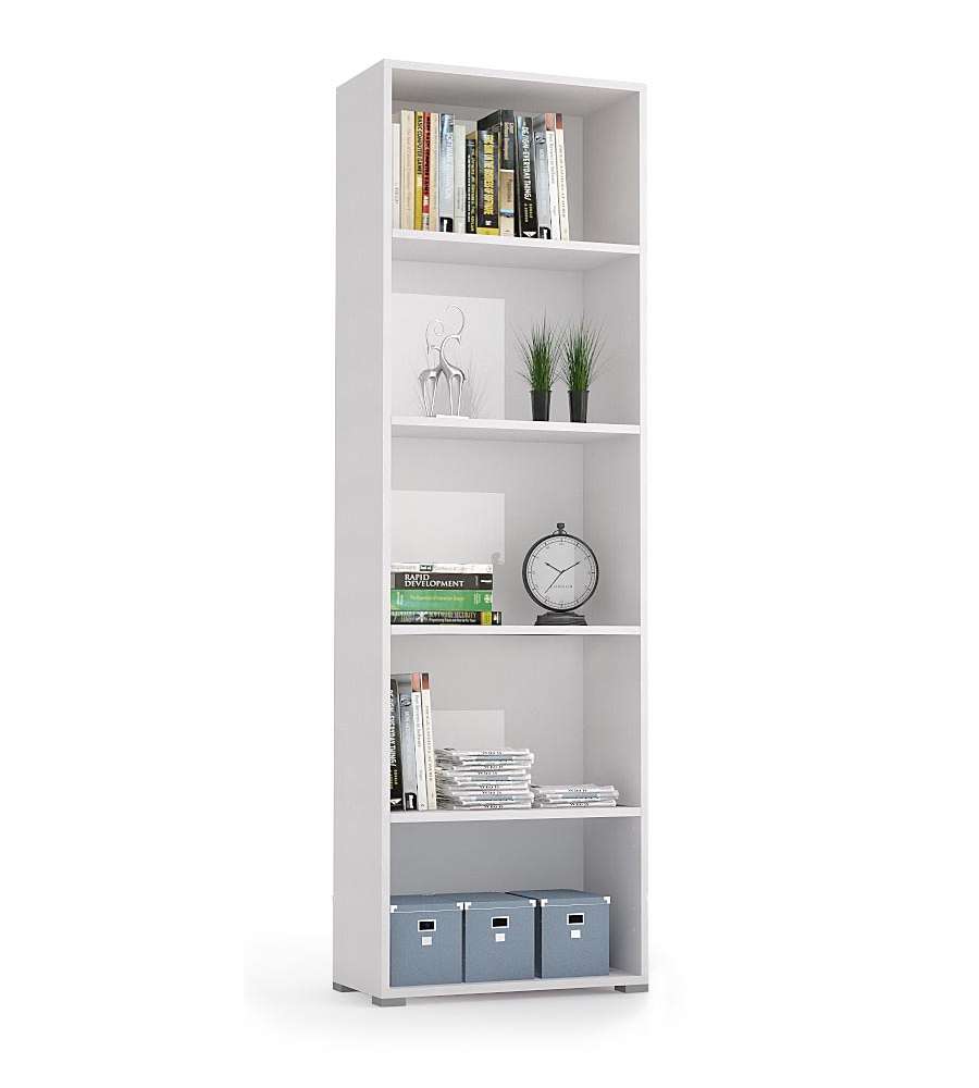 Terraneo Libreria 5 Ripiani Regolabili Bianca 60x30x195 cm