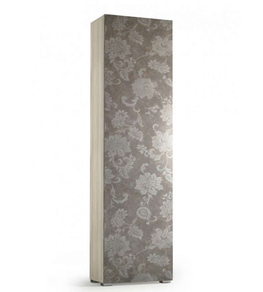 Terraneo Mobile Multiuso Olmo con Anta Fantasia Fiori - 7 Ripiani - 50x30x182 cm