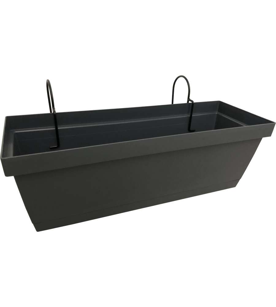 Balconiera Colorado con kit sottovaso e ganci Grippo - 50x18 cm - Smoke