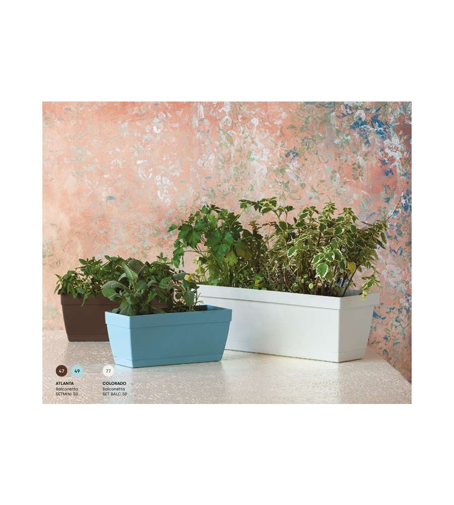 Balconiera Colorado con kit sottovaso e ganci Grippo - 50x18 cm - Smoke