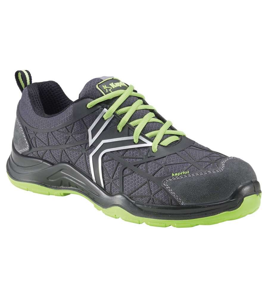 Kapriol Scarpe Antinfortunistiche - Grigio Scuro e Verde, Taglia 40 - Suola Poliuretano, Fodera Traspirante, Punta in Acciaio