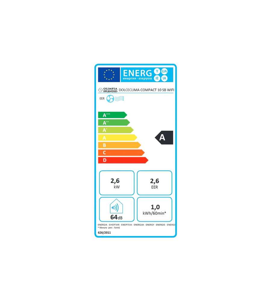 Olimpia Splendid Climatizzatore Portatile Dolceclima Compact 10 PB WiFi - 2,6 kW - Classe A - 10000 BTU