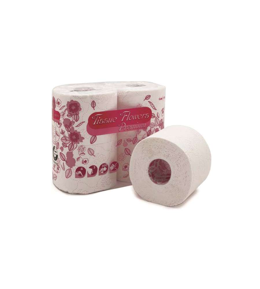 Carta Igienica 3V Flowers Premium      Pz 4 Celtex