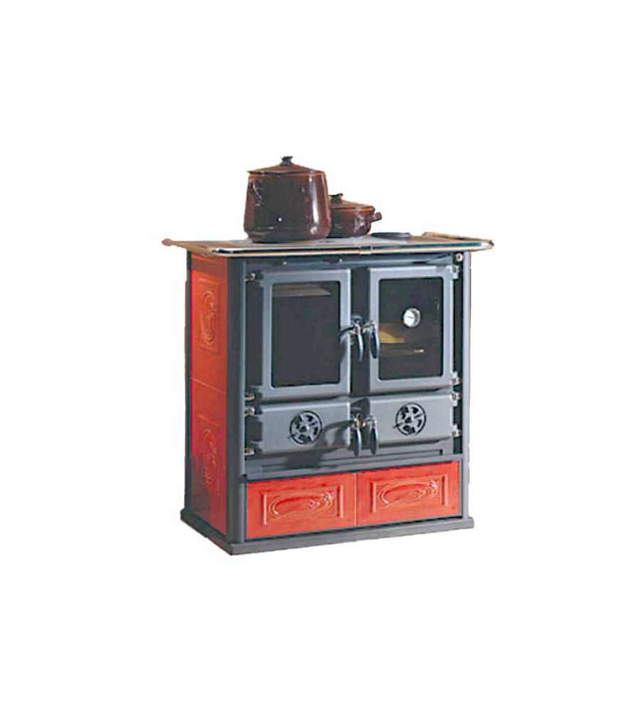 Cucina + Stufa a legna Rosetta Liberty 7,2 Kw Bordeaux