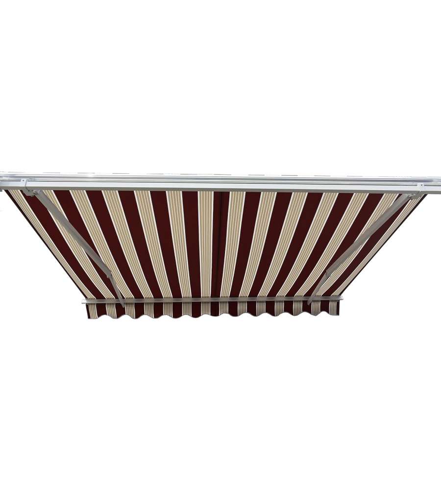 Tenda da Sole Avvolgibile Barra Quadra - Rigato Bordeaux Beige - 200x300 cm