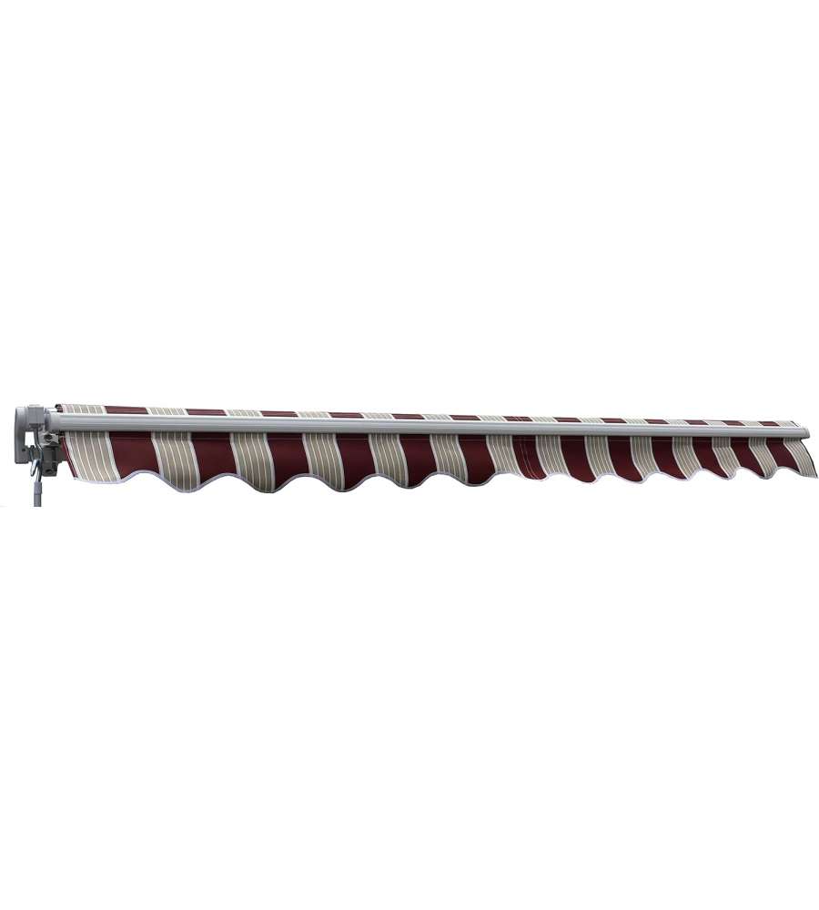 Tenda da Sole Avvolgibile Barra Quadra - Rigato Bordeaux Beige - 200x300 cm
