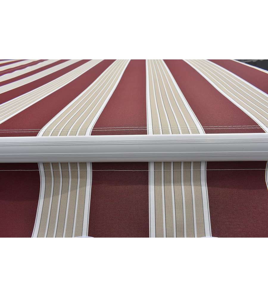 Tenda da Sole Avvolgibile Barra Quadra - Rigato Bordeaux Beige - 200x300 cm