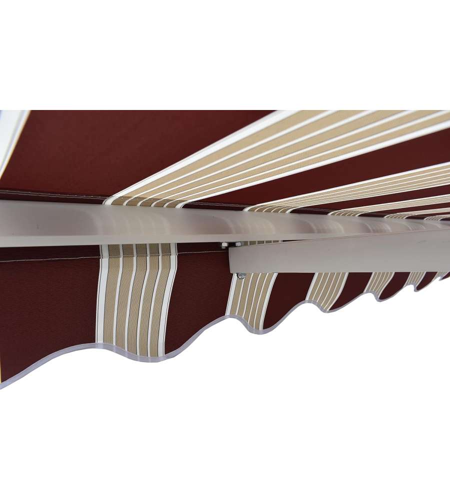 Tenda da Sole Avvolgibile Barra Quadra - Rigato Bordeaux Beige - 200x300 cm