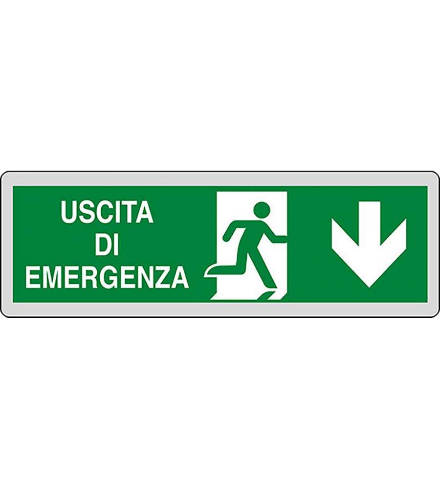 Adesivo segnaletico Uscita d'Emergenza freccia in basso 15CMx5CM