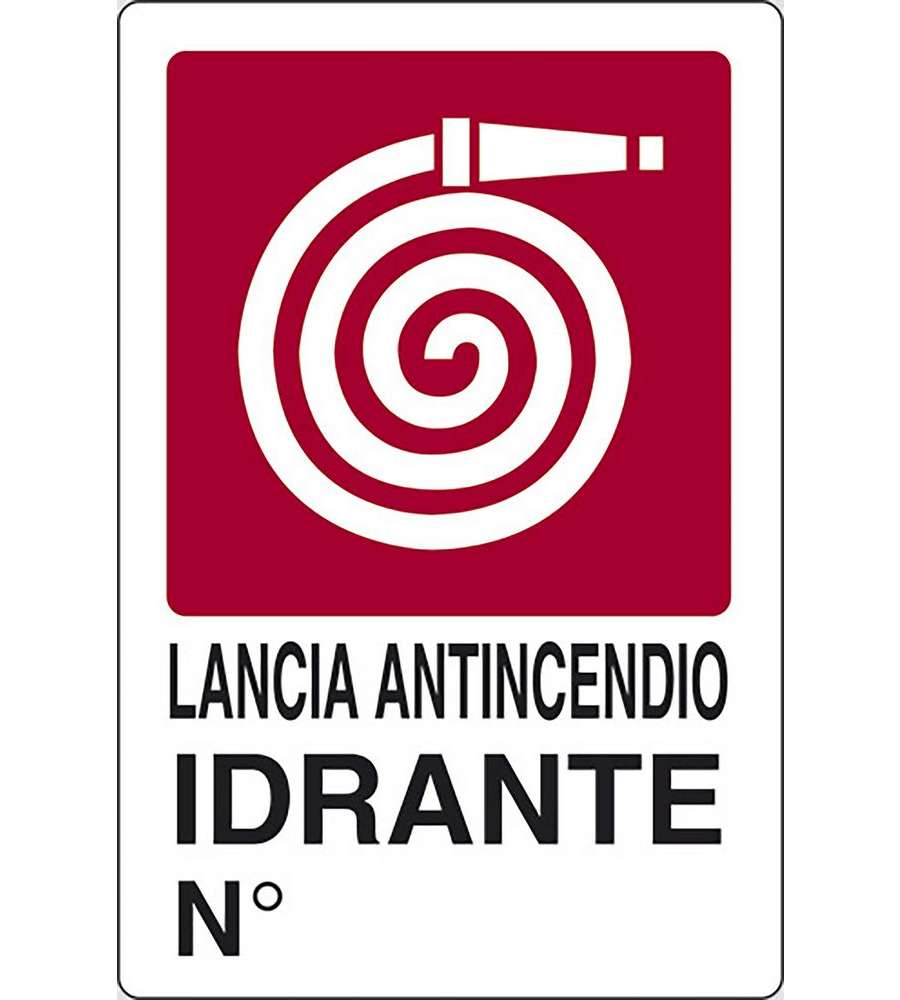 Cartello Lancia antincendio idrante Ngr luoghi pubblici 30CMx20CM