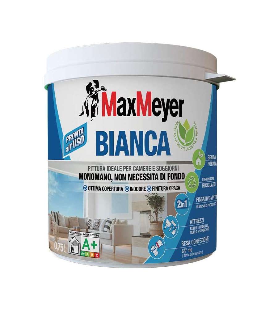 Max Meyer Pittura Interni Lavabile Bianca Monomano - 0,75 lt
