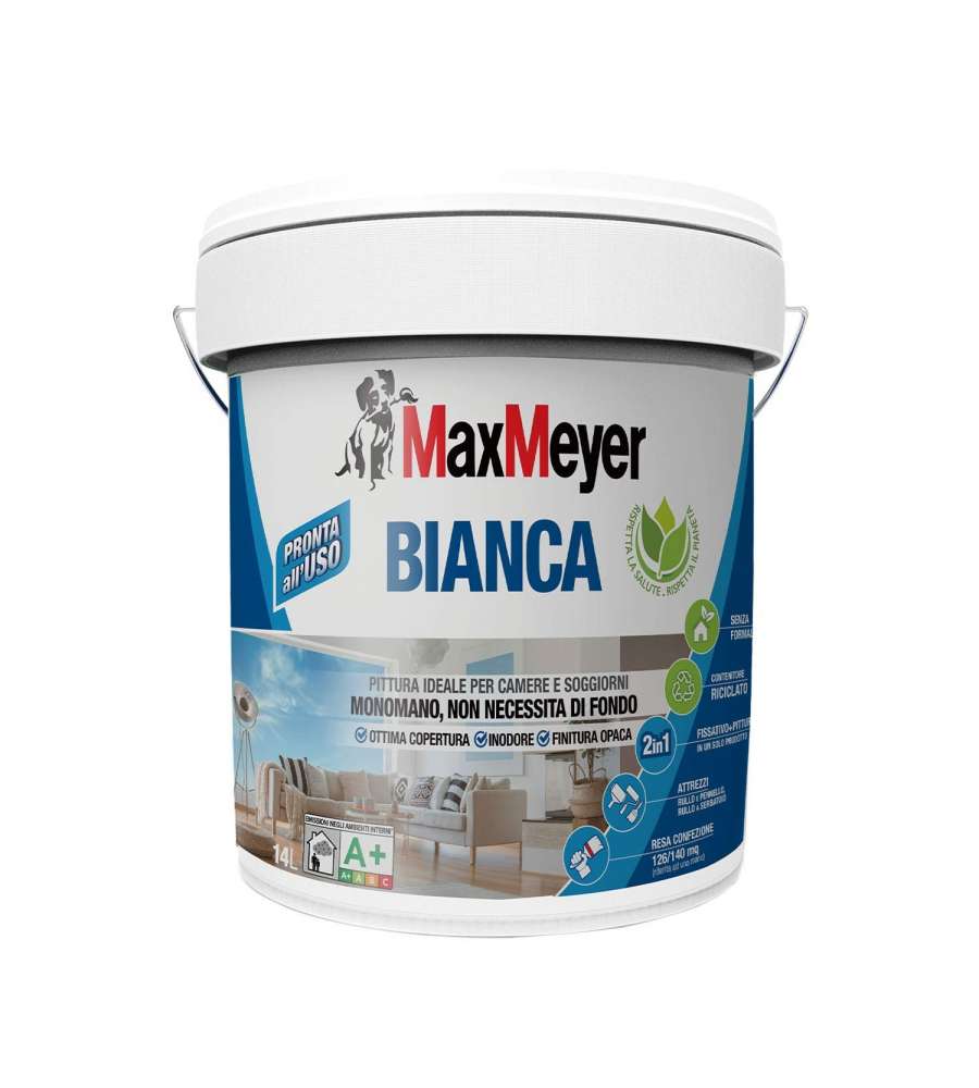 Max Meyer Pittura Murale Lavabile Bianca Opaca 14L - Finitura Pregiata