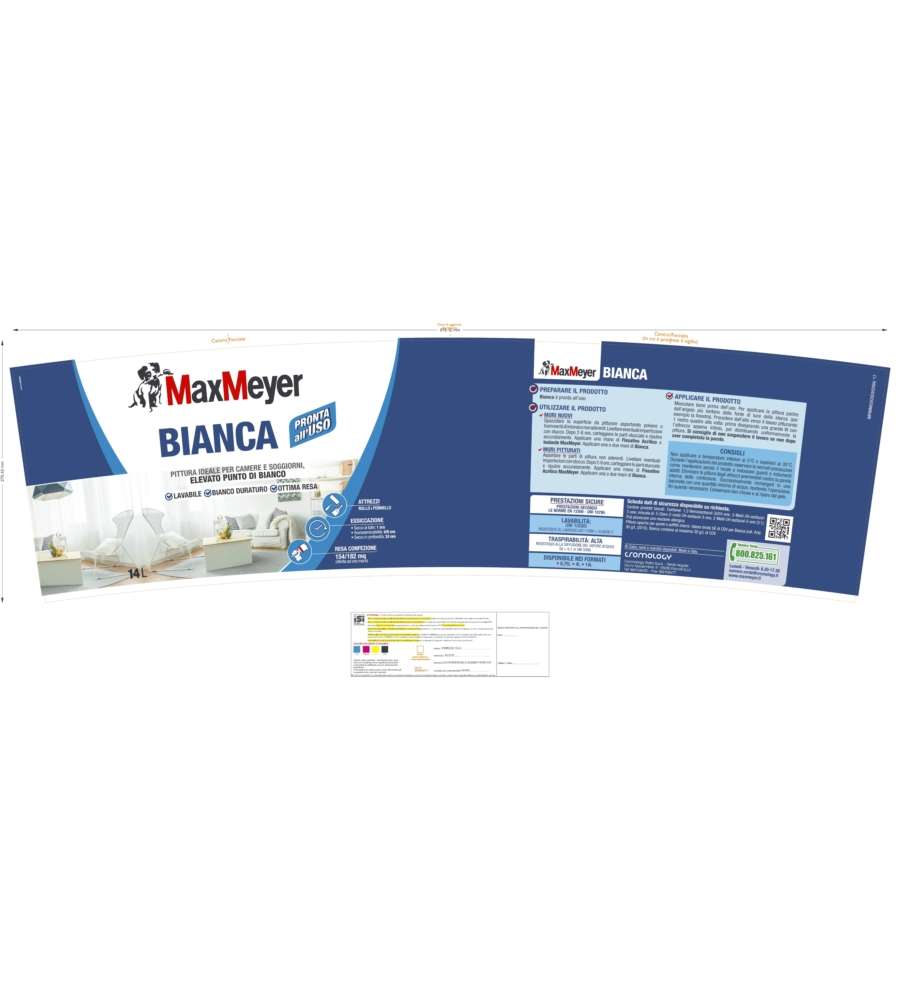 Max Meyer Pittura Murale Lavabile Bianca Opaca 14L - Finitura Pregiata