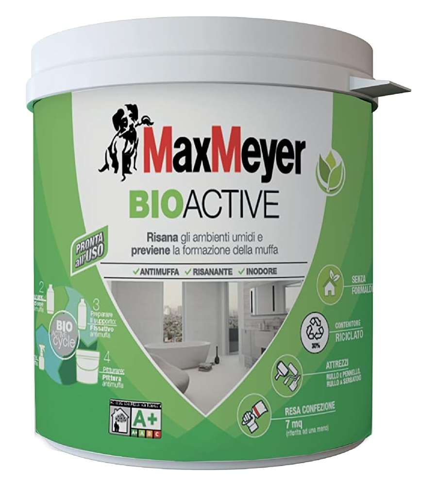 Pittura Antimuffa BioActive A+ Bianco 0,75L Risanante Inodore Max Meyer