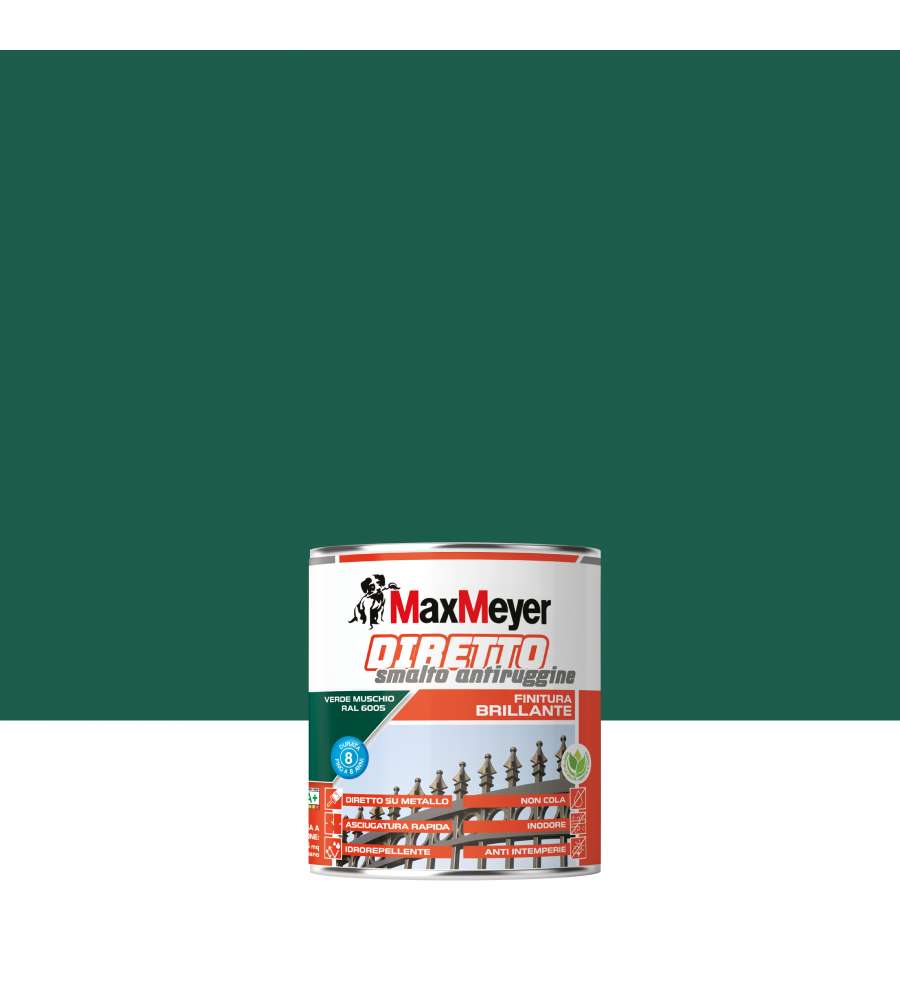 MaxMeyer Smalto Antiruggine Diretto Brillante Verde Muschio RAL 6005 0,75L