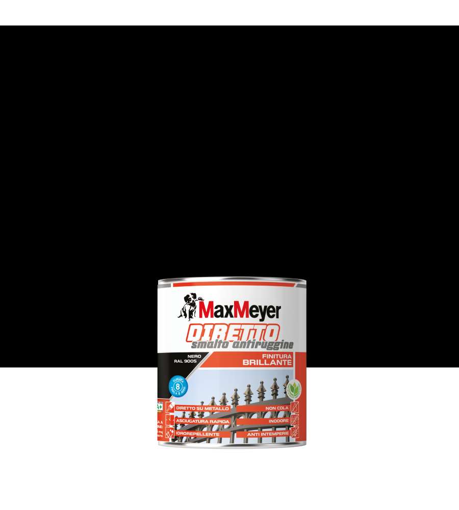 MaxMeyer Smalto Antiruggine Diretto Brillante Nero RAL 9005 - 0,75L