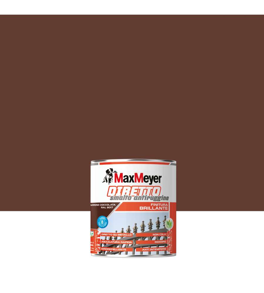 MaxMeyer Smalto Antiruggine Diretto Brillante Marrone Cioccolato RAL 8017 - 0,75L