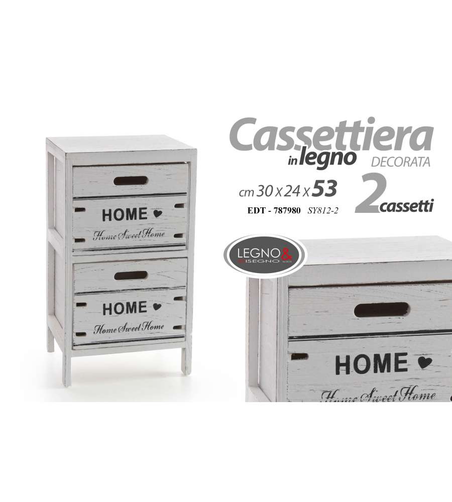 Cassettiera Decor in Legno Bianco 4 cassetti