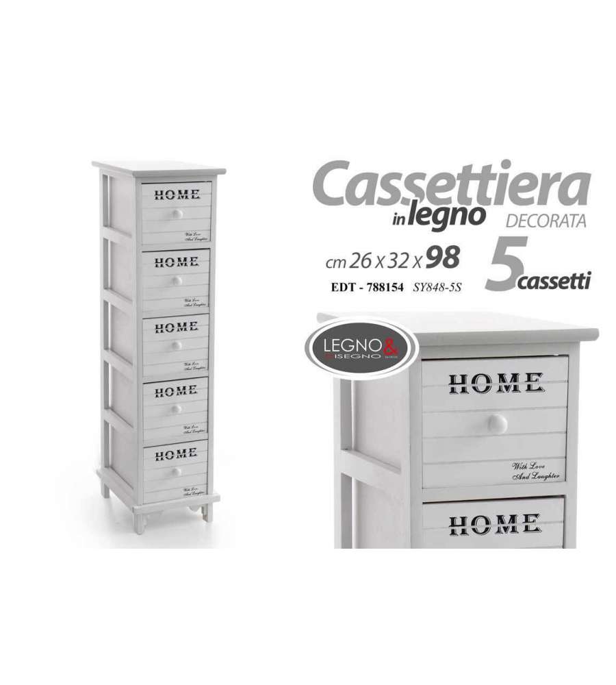 Cassettiera Decor Home bianca 5 cassetti