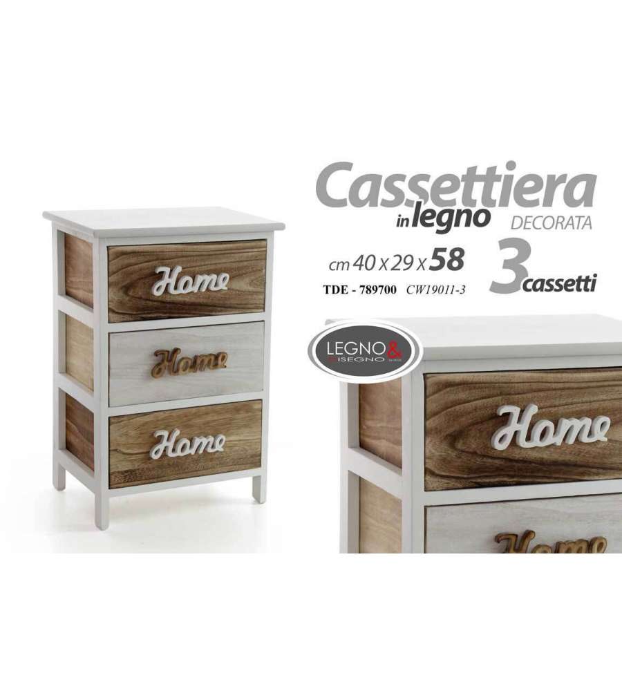 Cassettiera Decor Home Bianco e Noce