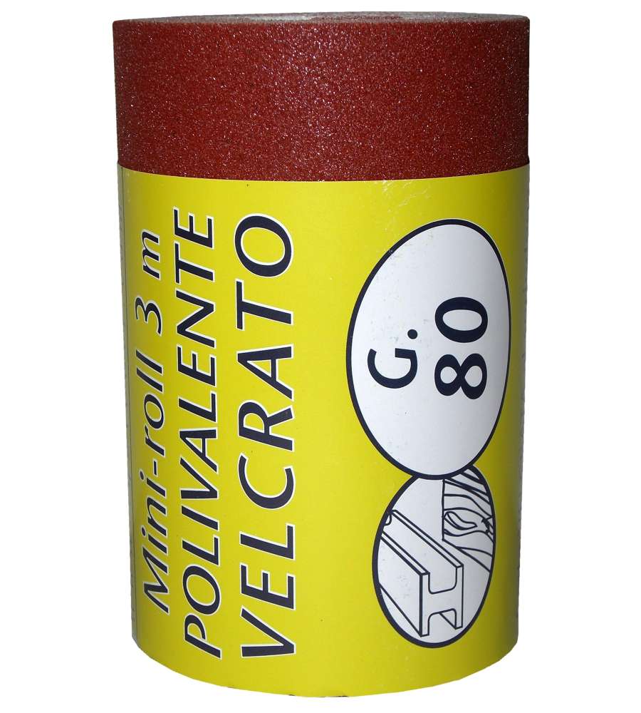 Minirotolo Carta Abrasiva Polivalente Velcrata P80 115 mm x 3 m