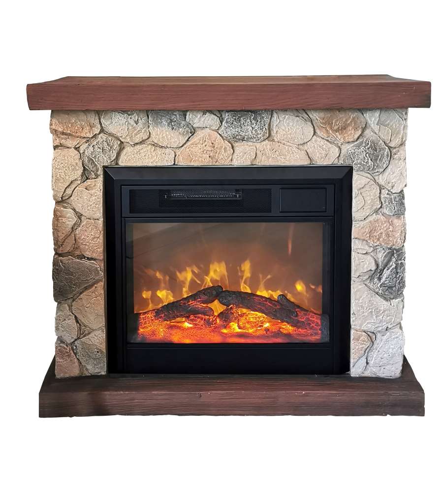 GMR Camino Elettrico SASSO - Effetto Legno e Pietra - 90x80 cm