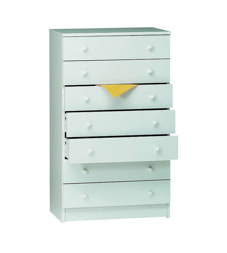 Cassettiera 7 cassetti bianco liscio