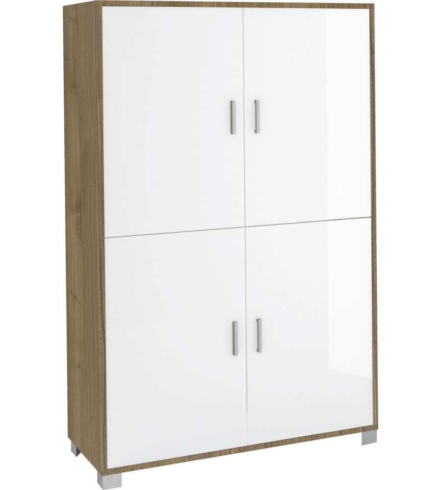 Mobile 4 Ante Kit Olmo Chiaro Bianco Lucido 161X108X41 Cm