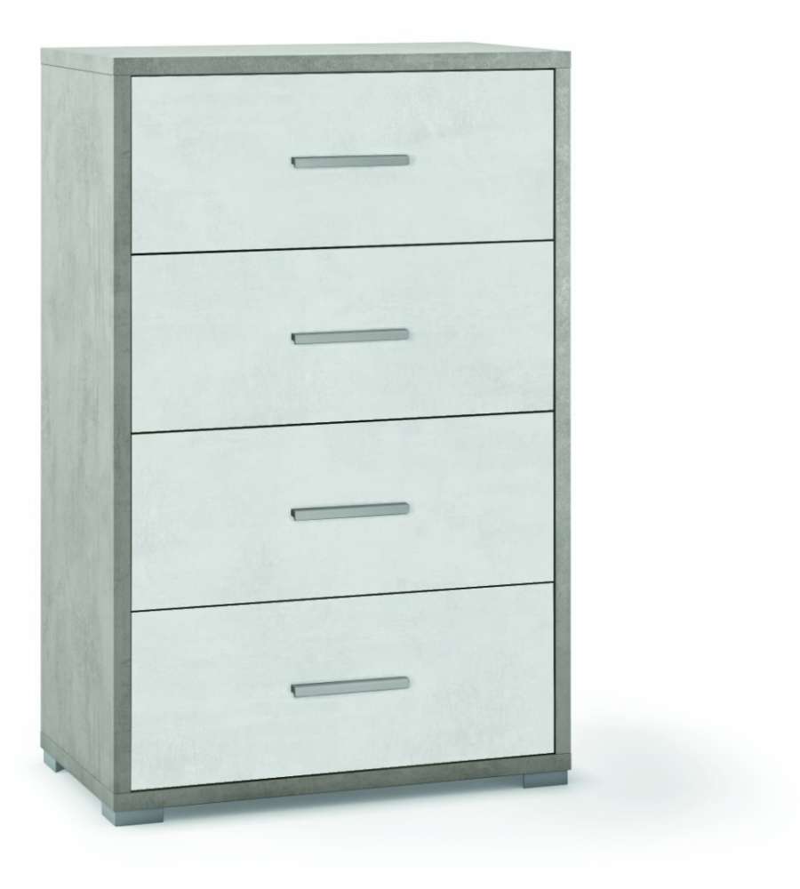 Mobile 4 cassetti in kit Doubl 110 x 71 x 41 cm Cemento - Ossido Bianco