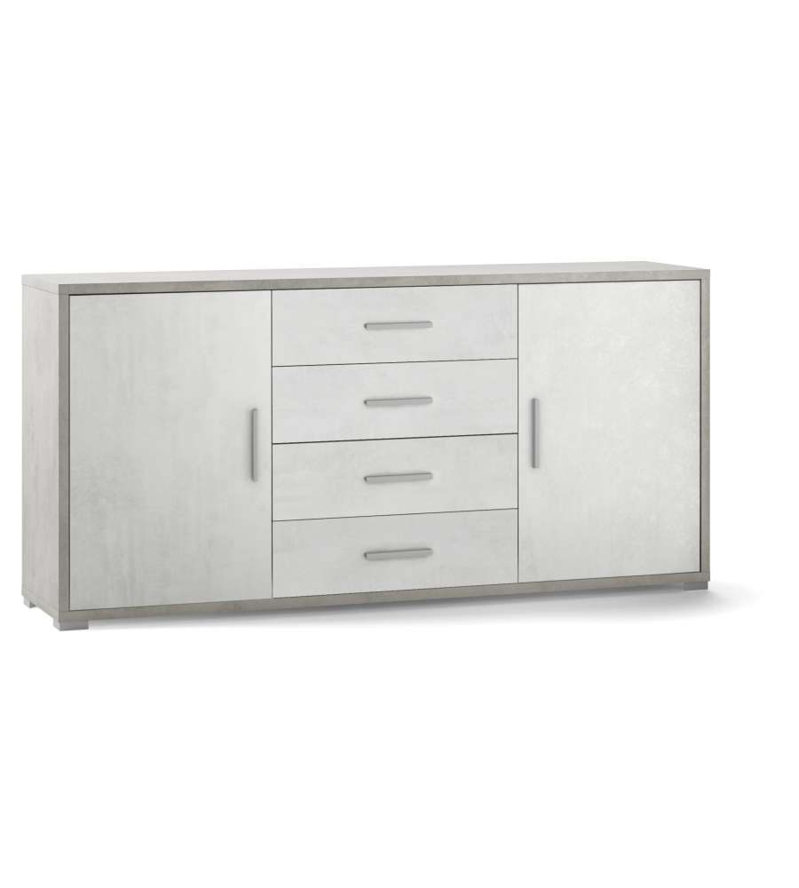 Mobile 2 ante 4 cassetti in kit Doubl 84 x 174 x 41 cm Cemento - Ossido Bianco