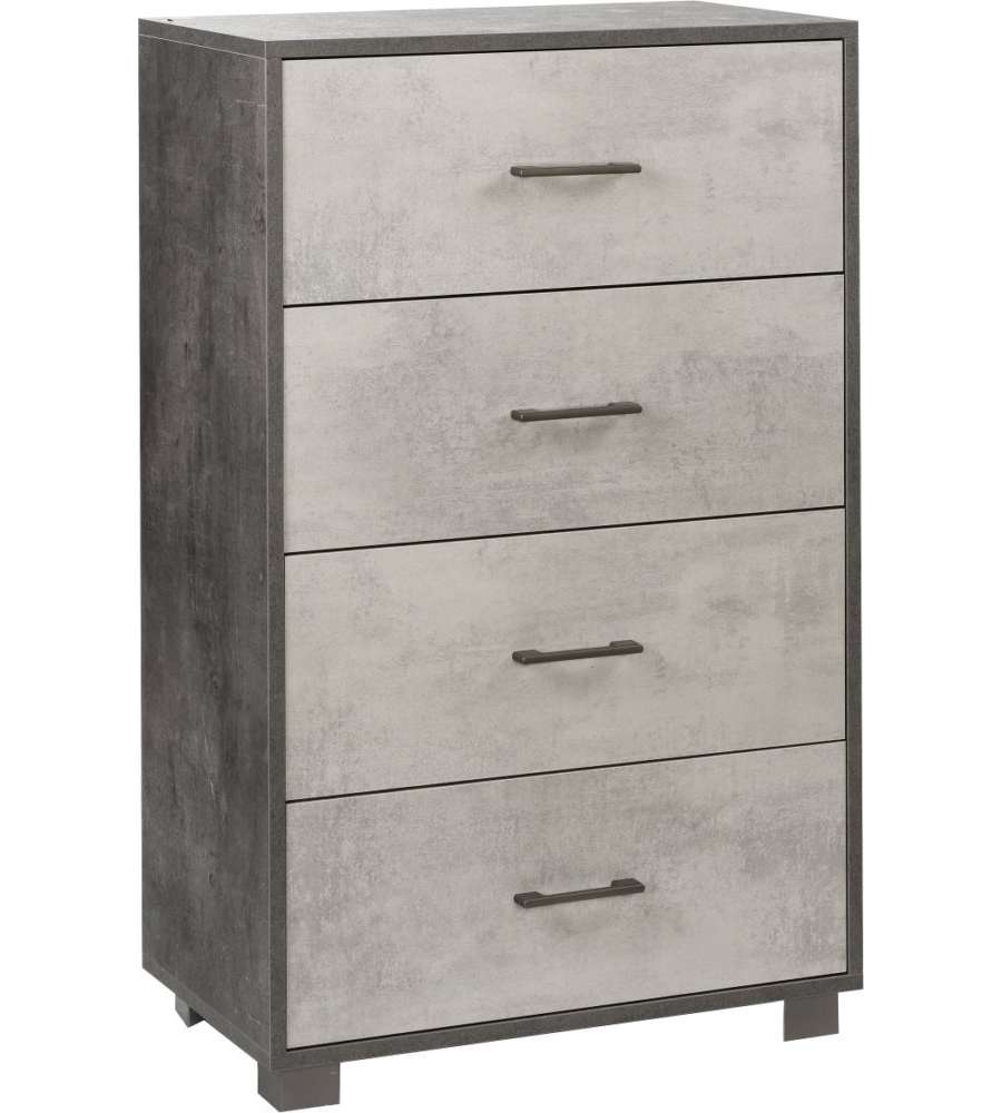 Mobile 4 cassetti in kit 112 x 70 x 41 cm Ossido Nero - Cemento