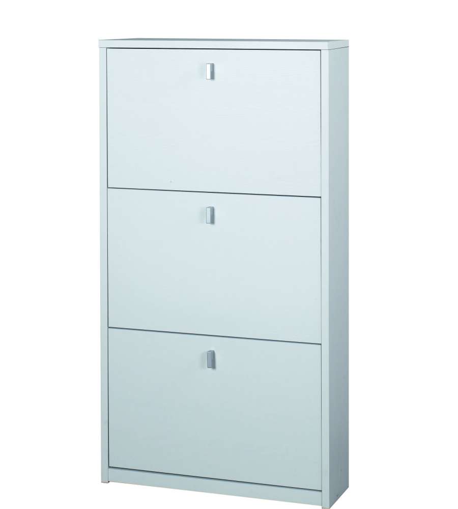 Scarpiera 3 Ante 117 x 63 x 18 cm Bianco Fiammato