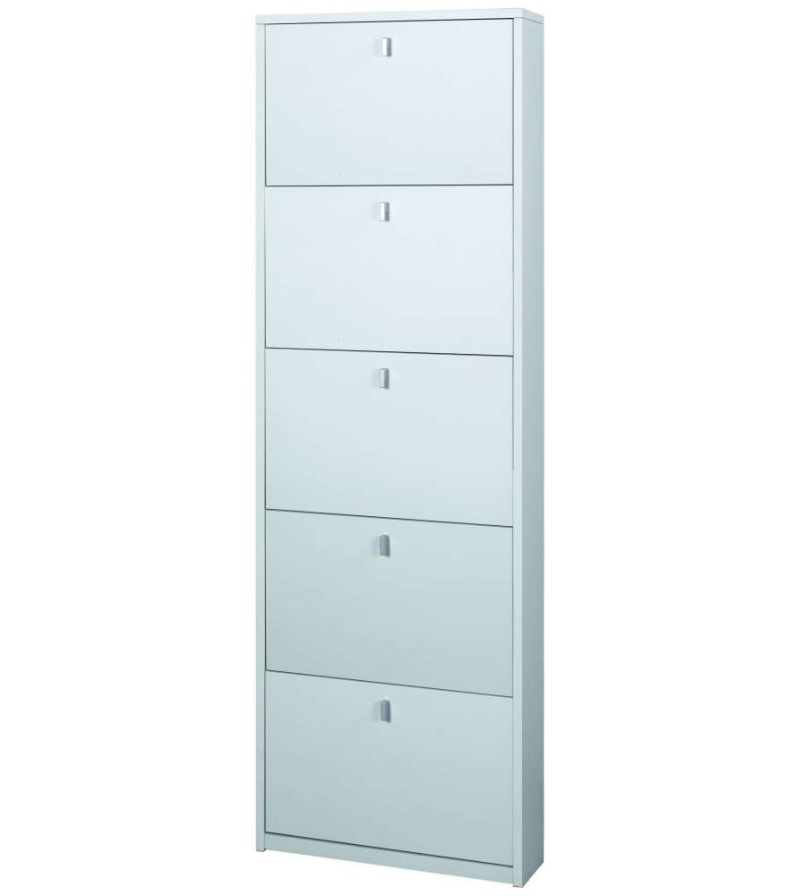 Scarpiera 5 Ante 190 x 63 x 18 cm Bianco Fiammato