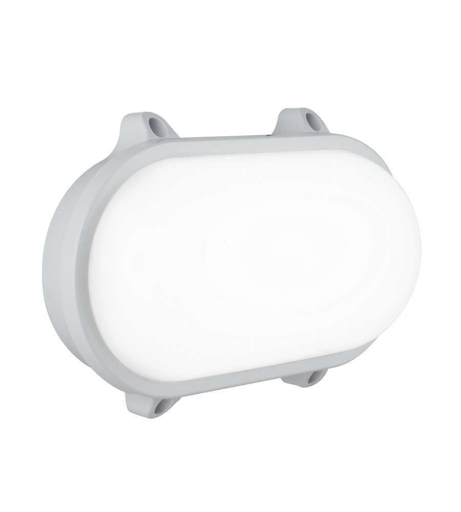 Plafoniera Shelly led ovale bianca da esterno 14,5 x 21,5 cm