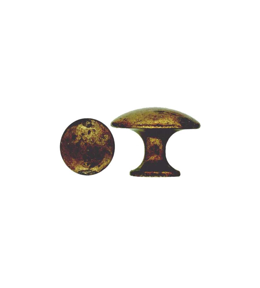 Pomolo Bombato Zama Ottone Antico 25       6481 Ms