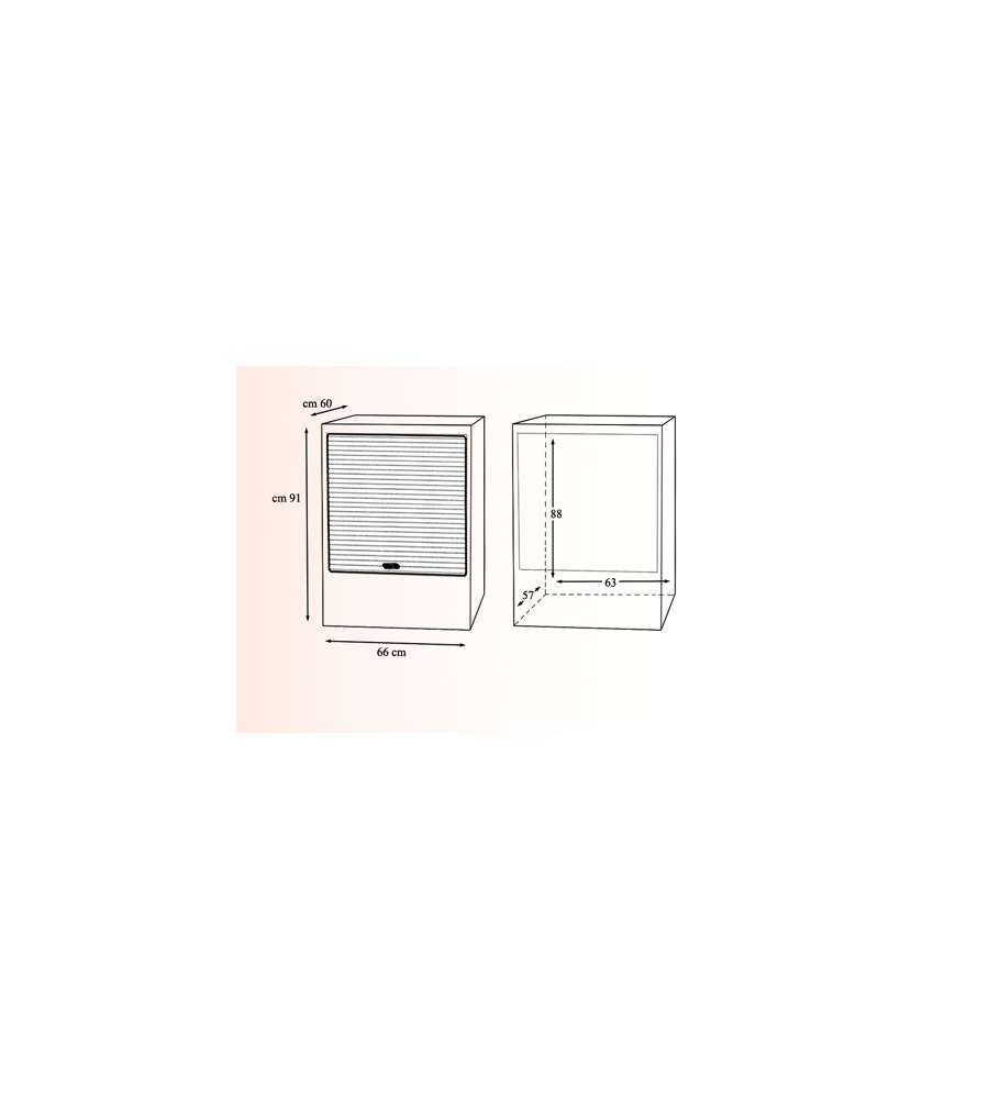 Mobile coprilavatrice a serrandina in PVC bianco - 67x59,5x90,5 cm