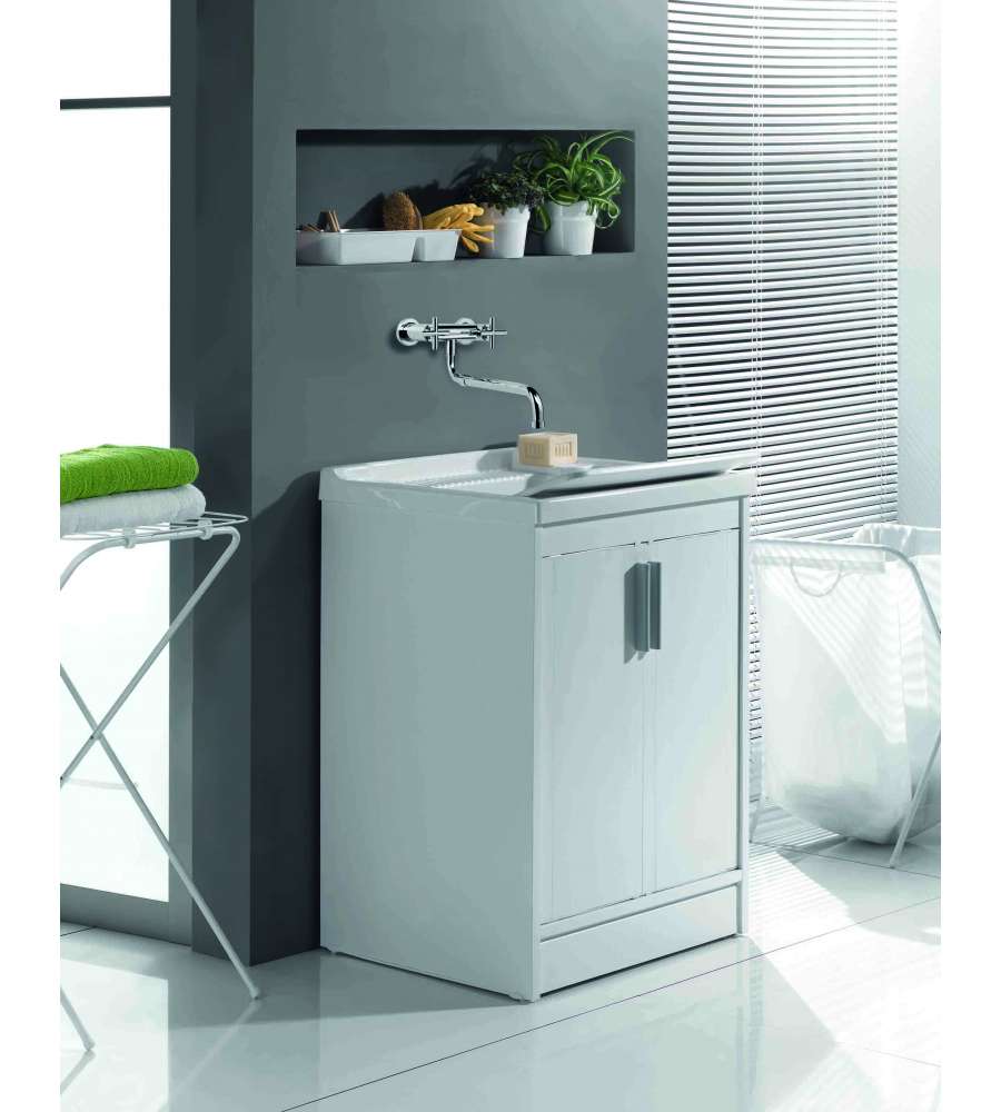 G&S Garofalo Mobile Lavatoio Resina 60x50x86 cm Bianco - 32 Lt - Interno/Esterno