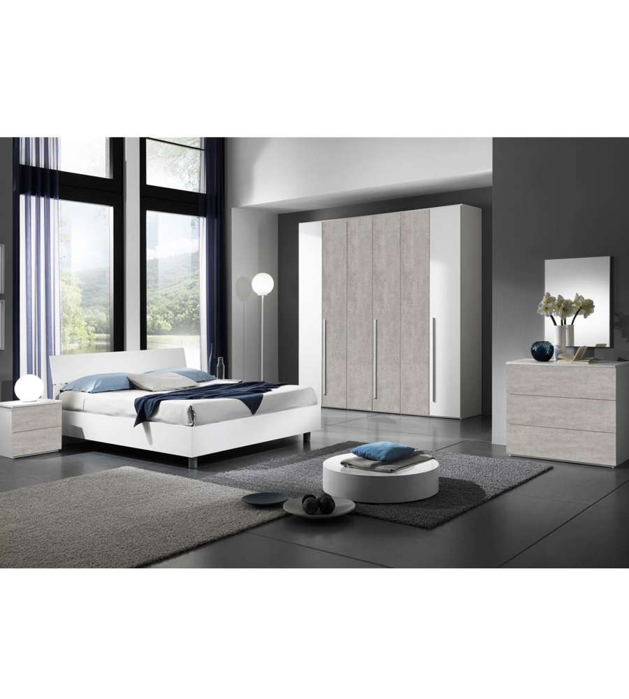 MCS Mobili Letto Matrimoniale Easy Bianco 203x170x85 cm