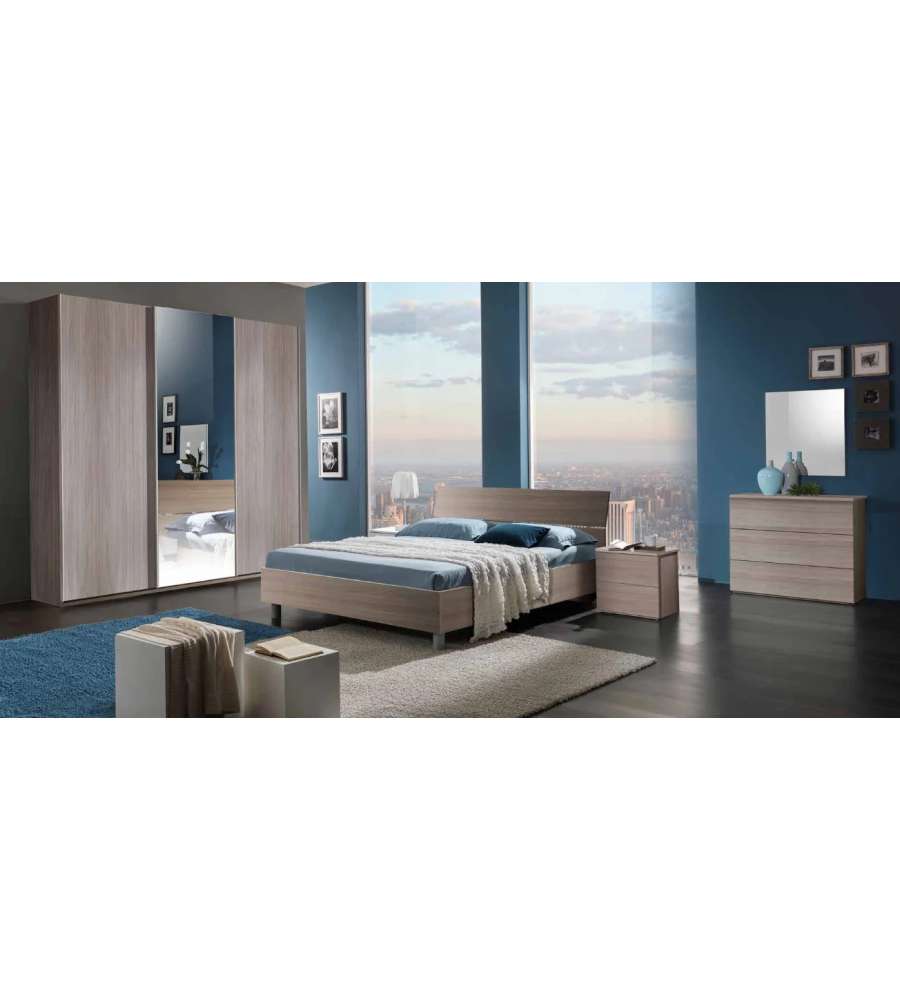 MCS Mobili Letto Matrimoniale Easy in Olmo - 203x170 cm