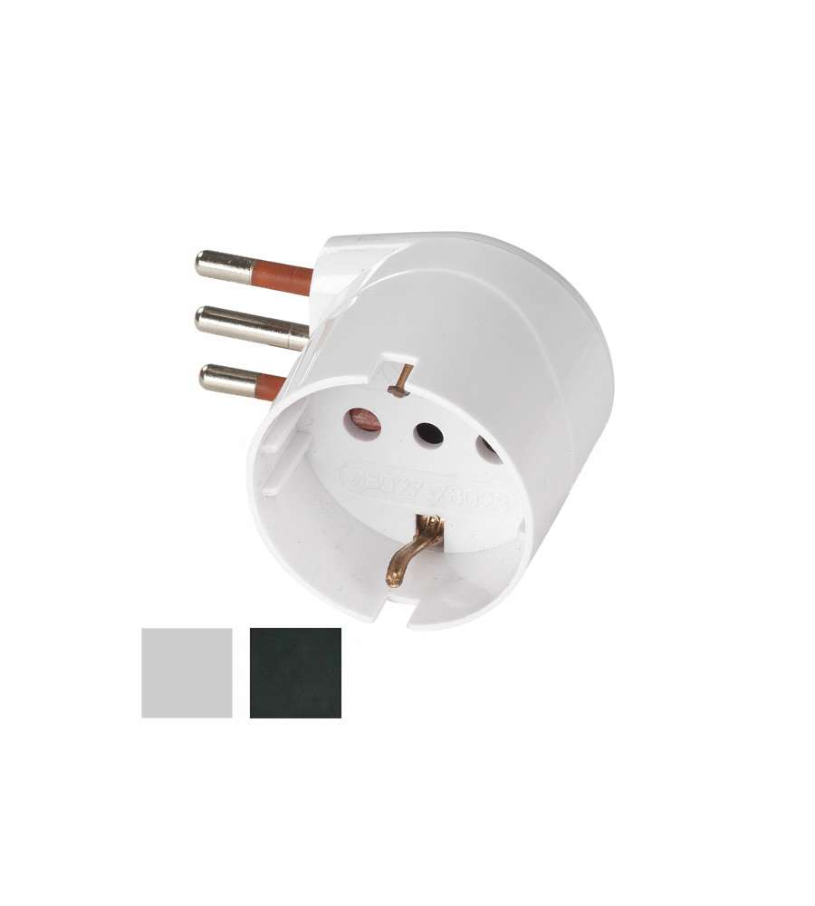 Adattatore Schuko 10A 2P+T Bianco a 90 Rosi